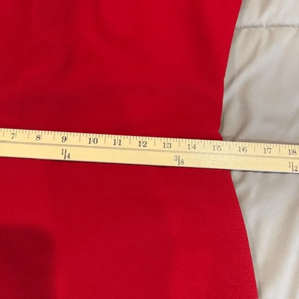 NWOT Badgley Mischka Red Mock Neck Knee Length Dress Pintucks Back Zip Size 4 - Picture 12 of 14